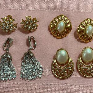 4 Pair Vintage Earrings, Sarah Coventry, Trafari, Pierced & non-Pierced See pics
